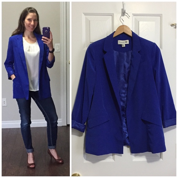 royal blue blazer outfit female